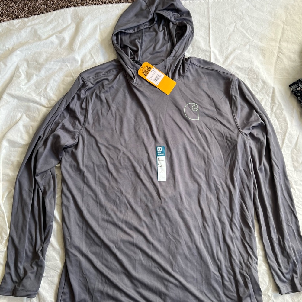 Carhartt Gray Hooded Long Sleeve Shirt